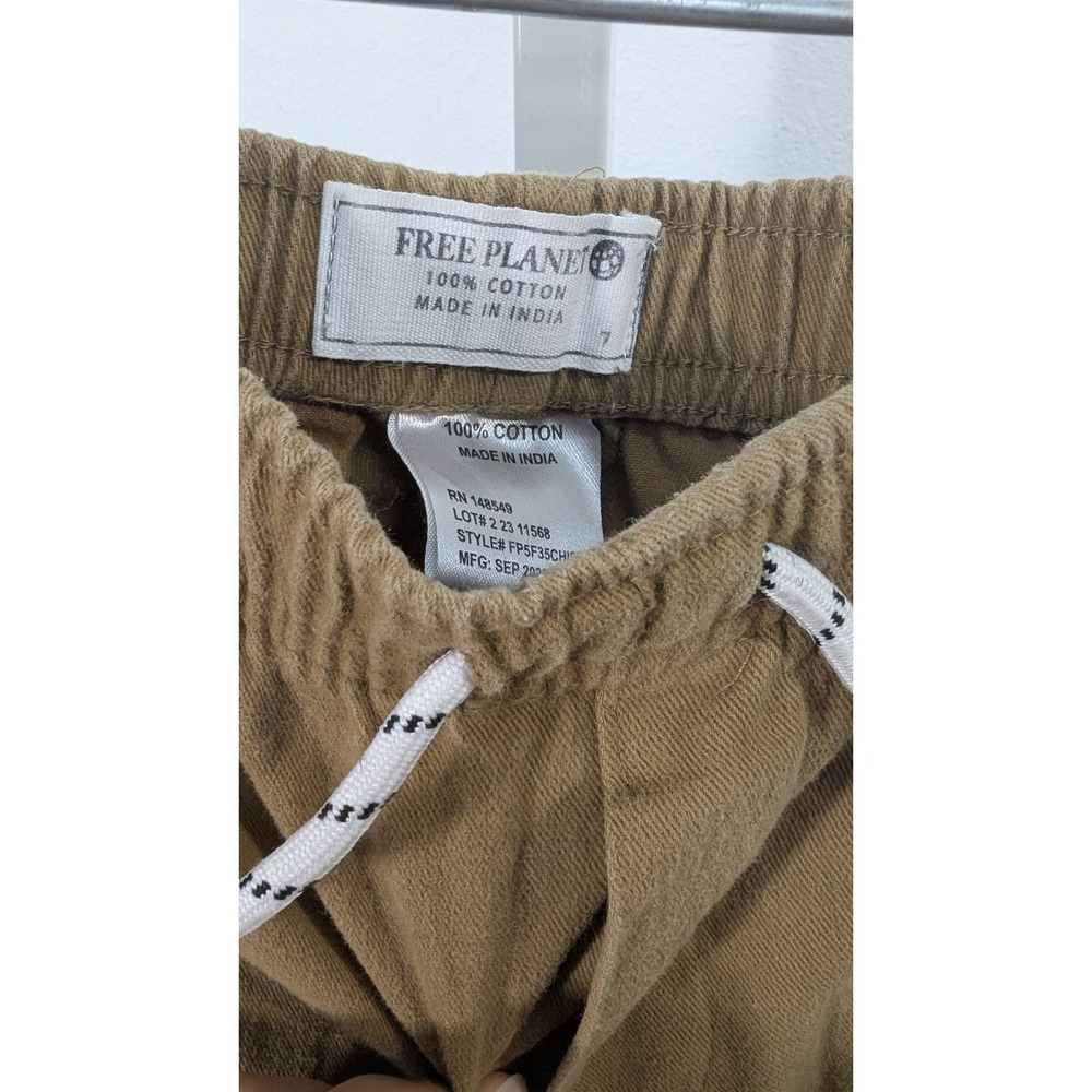 Free Planet Boys Khaki Brown Cotton Twill Jogger Pant Size 7 Drawstring FP5F35CH - Picture 2 of 3